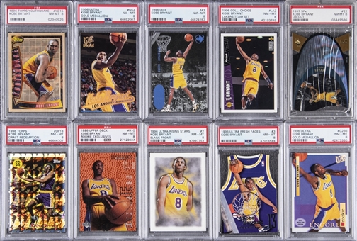 1996/97 Assorted Brands Kobe Bryant Rookie Cards PSA NM-MT 8 Collection (65) 